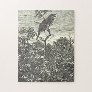 Oiseau perché sur un puzzle de branche d'arbre