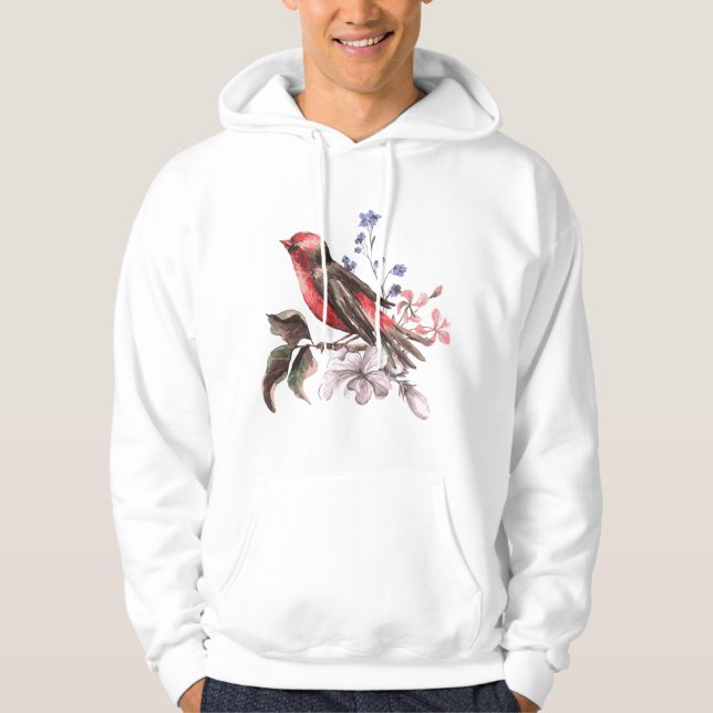Oiseau rouge sweat - shirt à capuche (Devant)