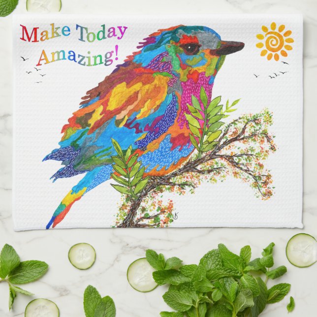 Oiseau sur une branche Faire aujourd'hui Serviette (Plié)