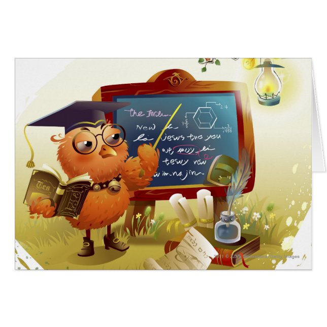 Oiseau tenant un livre et l'enseignant à un (Devant horizontal)