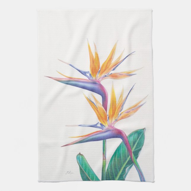 Oiseau tropical de serviette de thé de fleur de (Vertical)