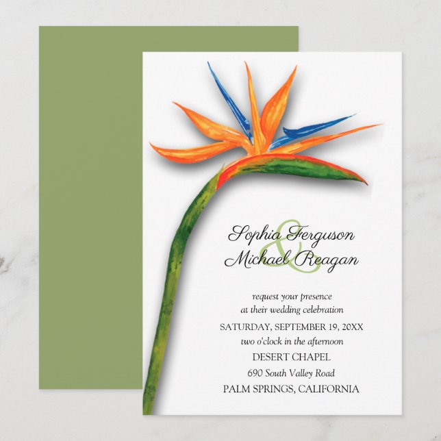 Oiseau tropical du Paradis Invitations de mariage (Devant / Derrière)