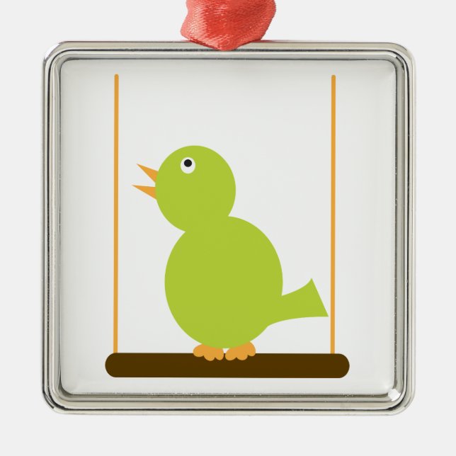 Oiseau vert sur un ornement de perches (Devant)