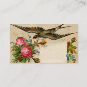 Oiseau vintage avec le carte de visite de fleurs