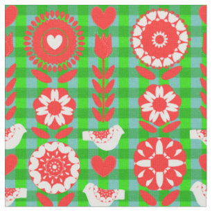 Oiseaux Art folklorique Joli motif floral tissu