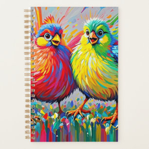 Oiseaux coloré art abstrait gras géant mignon drôl