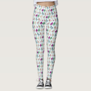 Oiseaux colorés Leggings sur toute impression