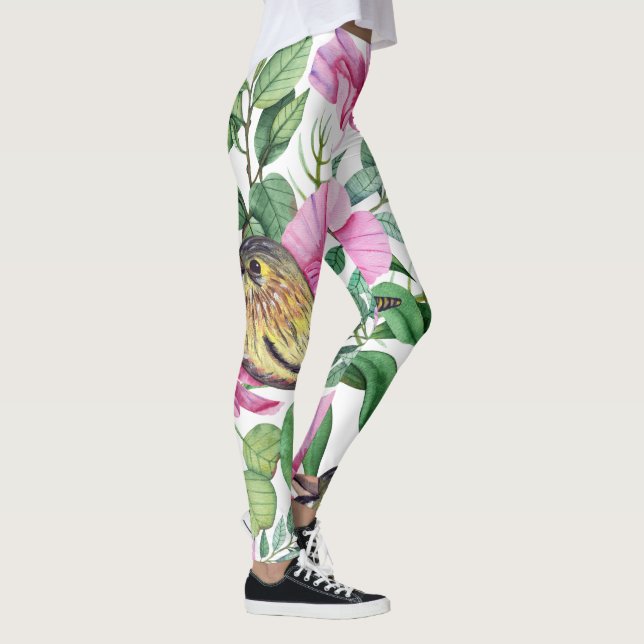 Oiseaux colorés Pattern Floral Leggings Femmes (Droite)