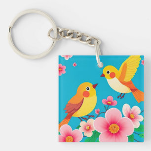 Oiseaux Colorés Posés Parmi de Superbes Fleurs