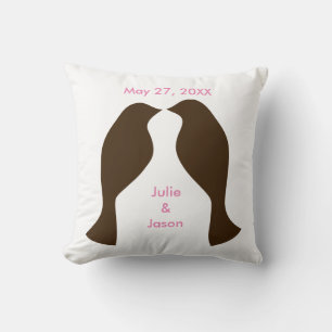 Oiseaux d'amour bruns - Coussin carré