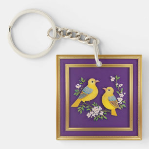 🕊️ Oiseaux dans un cadre doré orné pour cadeau 🕊