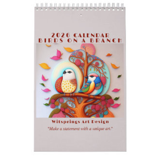 Oiseaux Dans Un Calendrier De Peinture De Branche