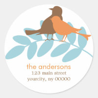 Oiseaux d'automne Étiquettes de adresse rondes ou