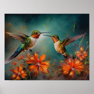 Oiseaux de colibri Peinture Art Imprimer Poster