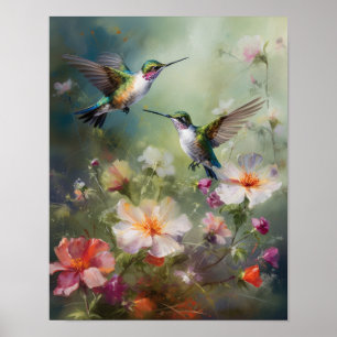 Oiseaux de colibri Peinture Art Imprimer Poster