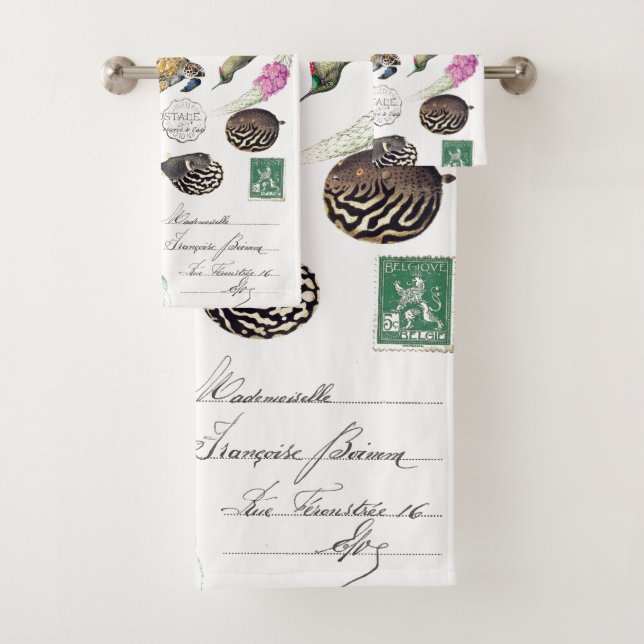 Oiseaux de colibri Tortues Serviettes de bains flo (En situation)