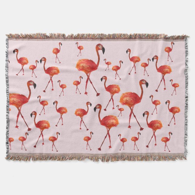 Oiseaux de Flamant rose rose Jeter la couverture (Devant)