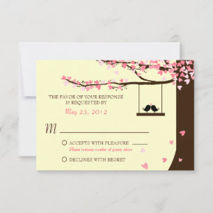 Oiseaux de l'amour coeurs tombants chêne RSVP