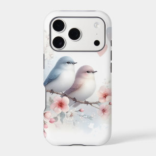 Oiseaux de l'amour romantique Branche de fleurs de