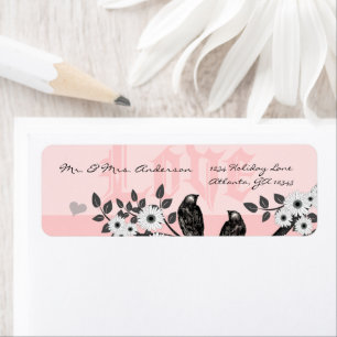 Oiseaux de l'Amour Rose Vintage Adresse de Retour