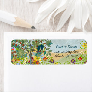 Oiseaux de l'Amour Vintage Arbre Fruitier Collines
