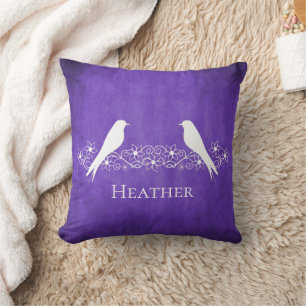 Oiseaux de mer pourpres Vigne florale Oreiller