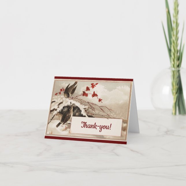 Oiseaux d'hiver Carte de remerciements de Noël (Devant)