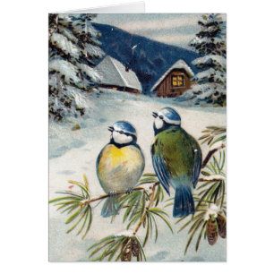 Oiseaux d'hiver vintages, vierges à l'intérieur
