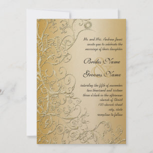 Oiseaux d'or et torons Faire-part de mariage de po