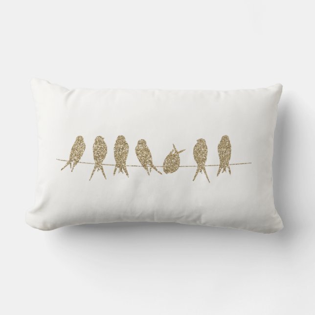 Oiseaux d'or sur un coussin lombaire de carreau de (Recto)
