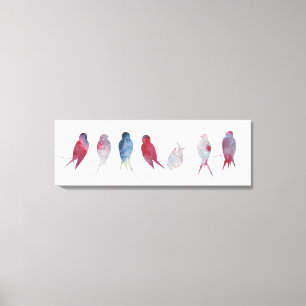 Oiseaux en fil Impression de toile panoramique 36x