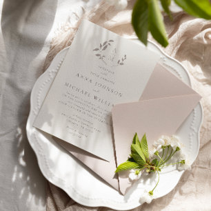 Oiseaux et faire-part de mariage romantique feuill