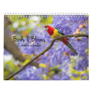 Oiseaux et fleurs calendrier de 12 mois