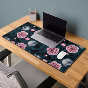 Oiseaux et fleurs de pivoines roses avec feuille