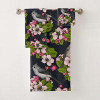Oiseaux et fleurs en noir