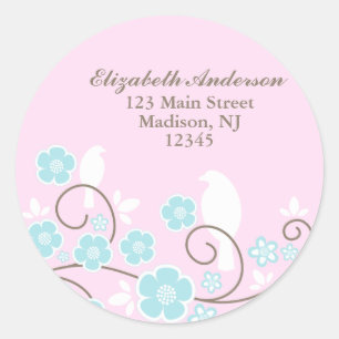 Oiseaux et fleurs Étiquettes de adresse