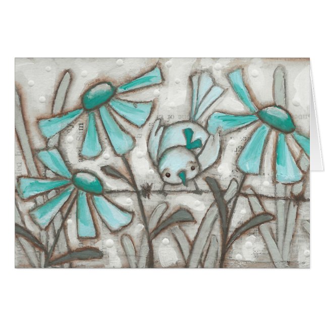 Oiseaux et fleurs/Laguna Bleu - Blanc à l'intérieu (Devant horizontal)