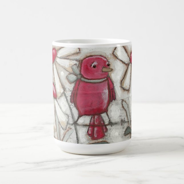 Oiseaux et fleurs - tasse de rouge d'Apple (Centre)