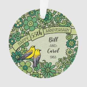 Oiseaux floraux d'émeraude du 55e anniversaire per