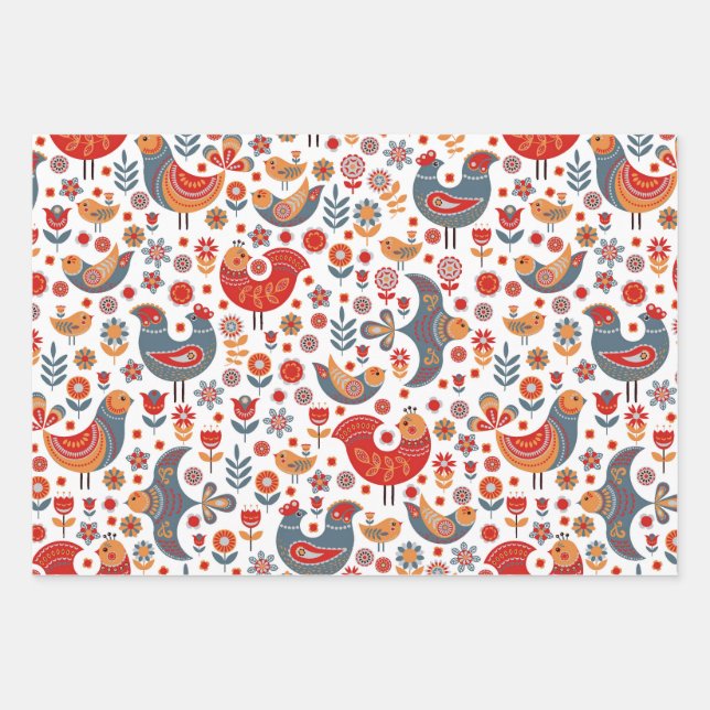 Oiseaux floraux géants Papier à enveloppement scan (Devant)