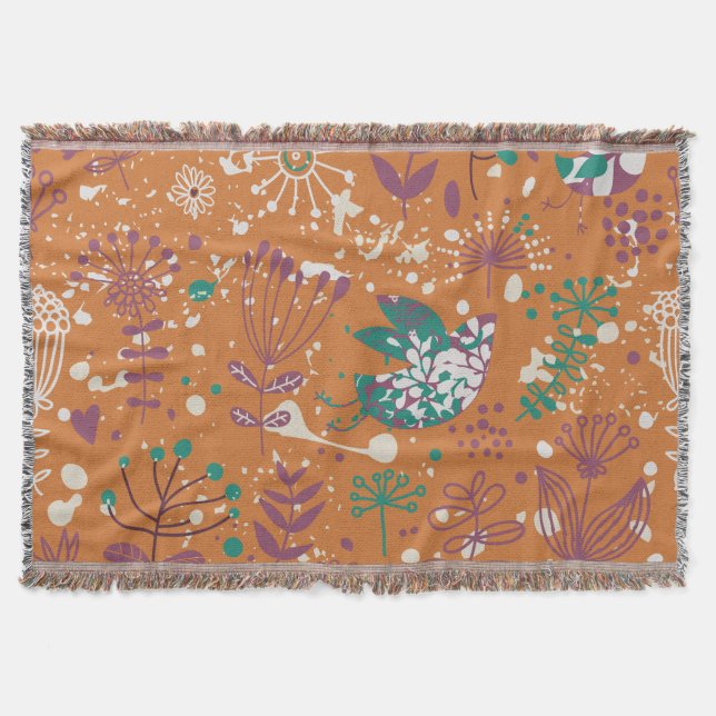 Oiseaux Floraux Whimsical Jeter Couverture (Devant)