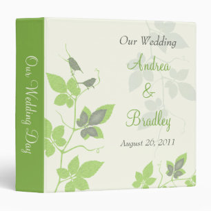 Oiseaux gris vert et Classeur Mariage Feuille