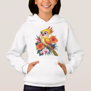 Oiseaux jaunes adorables avec fleurs
