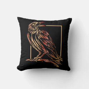 Oiseaux - Lune réversible et corbeau noir Coussin