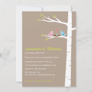 Oiseaux modernes Couples Baby shower Invitation Ga