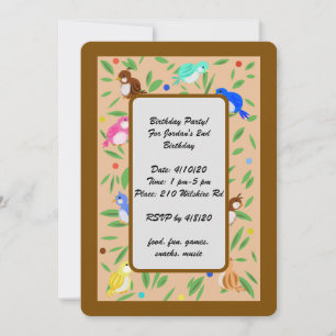 Oiseaux Motifs Invitations d'anniversaire