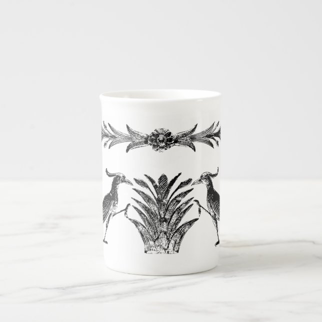 Oiseaux noirs et roseaux os os Chine Mug (Devant)
