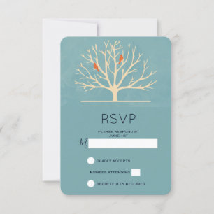 Oiseaux orange moderne dans un grand arbre RSVP