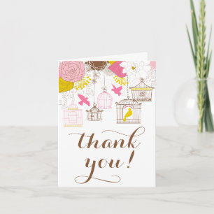 Oiseaux roses et jaunes Ressort Merci floral