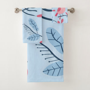 Oiseaux roses mignons sur bleu clair